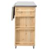 Outdoor Kitchen Island Fir Wood Kitchen Island With Stainless Steel Top, Ample Storage Space, Towel And Spice Racks And A Bottle Opener For Outdoor - Natural - Image 21