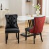 Nikki - Modern, High-End Tufted Solid Wood Contemporary And Velvet Upholstered Dining Chair With Wood Legs Nailhead Trim (Set of 2) - Black / Winered / Burgundy - Image 15