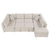 Oversized Sectional Sofa U-Shaped Sofa Couch Pull-Out Sofa Bed With Two Throw Pillows For Living Room - Beige - Image 12