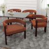 Modern Accent Chair Teddy Upholstered Armchair Open Back 3 Legs Barrel Dining Chair - Orange - Image 10