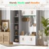 Tall Hall Tree With Shoe Storage, 4 In 1 Entryway Bench With 6 Cabinets, 4 Coat Hooks & Adjustable Shelf For Hallway - White - Image 7