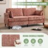 Modern Chenille 2 Seater Sofa With LED Light, USB Port, And Storage Bag - Pink - Image 6