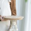 Cake Stand, Wood Cake Plate With Magnesium Base - Cream / Brown - Image 5