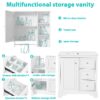 Bathroom Vanity With Sink, Modern Elegant Bathroom Storage Cabinet With 3 Drawers And Adjustable Shelves, Freestanding Vanity Set With Mirror Cabinet, Single Sink Bathroom Vanity - White - Image 6
