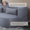 2 In 1 Convertible Sofa Bed, Full Size Folding Loveseat Couch With Soft Teddy Fabric, Floor Sofa Mattress With 2 Pillows, Space Saving Futon For Small Living Room, Dorm - Gray - Image 9