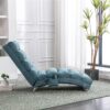 Ergonomic Linen Massage Chaise Lounge With Remote Control, 5 Modes - Blue - Image 5