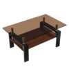 Modern Rectangular Coffee Table With Tempered Brown Glass Top And Layer Table For Living Room - Brown / Black - Image 11