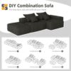 Modern Oversized Modular Sectional Sofa With Ottoman, Seat, Chaise Lounge And Armrest, Sparkling Chenille Fabric Soft Cushion Sofa With 4 Pillows, 4 Pieces Diy Combination Tufted Sofa, No Assembly Required - Black - Image 16