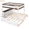 Full Over Full Bunk Bed With Twin Size Trundle, Storage And Desk - White / Walnut - Image 13