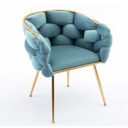 Luxury Modern Simple Leisure Velvet Single Sofa Chair Bedroom Lazy Person Household Dresser Stool Manicure Table Back Chair - Blue