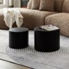 Modern Nesting Coffee Table Set With Walnut Veneer - 2 Pieces For Living Room - Black - Image 10
