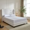 Harper - King Tall Headboard Upholstered Bed, High Headboard, Elegant Simplicity, No Box Spring Needed - Cream White - Image 6