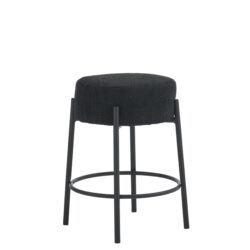 Round Bar Stools (Set of 2), Contemporary Upholstered Dining Stools For Kitchens, Coffee Shops And Bar Stores - Black