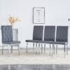 Armless Dining Chairs, Grid And Buckle Design Of The Back (Set of 4) - Gray - Image 5