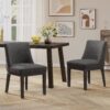 Modern Rustic Dining Chair (Set of 2) With Solid Wood Frame - Charcoal - Image 2