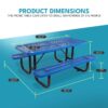 Outdoor Steel Picnic Rectangular Table With Umbrella Pole - Blue - Image 3