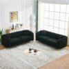 Oversized Sofa, 3 And 3 Seater, Tufted Couch For Living Room - Black - Image 4