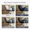 360° Swivel Office Chair, Modern Chenille Chair With And Metal Base Frame, No Wheels, Accent Chair - White - Image 9