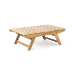 Outdoor Coffee Table With Open Slat Design And Acacia Wood Frame - Teak