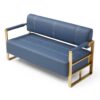Modern Upholstery Accent Loveseat Sofa For Living Room 2 Seater With Golden Metal Arms - Blue - Image 3