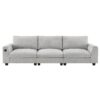 Sectional With Bluetooth Speaker Comfy Cloud Couch Set With Drop Down Table Cup Holders, USB Charger Storage Armrest Wide Seat Sofa - Gray - Image 23