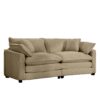 Modern Fabric Living Room Sofa With 4 Pillows Corduroy Upholstered Large Deep Seating Loveseat - Tan - Image 6