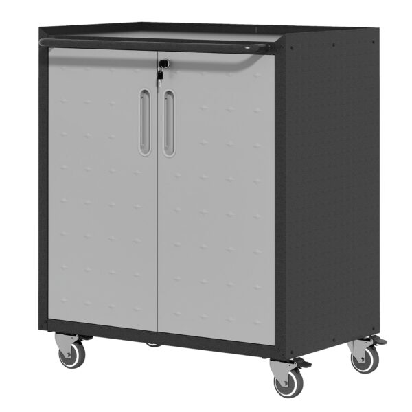Heavy Duty Metal Garage Storage Cabinet With Wheels Sturdy Tool Organizer - Black