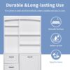 Bathroom Storage Cabinet With Tilt Out Hamper, Tall Free Standing Organizer With Drawers & Adjustable Shelves, Linen Tower With Steel Handles - White - Image 8