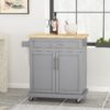 Negley - Contemporary Kitchen Cart With Wheels - Gray - Image 2