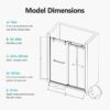 Frameless Double Sliding Soft-Close Shower Door, 3 / 8" Thick SGCC Tempered Glass Door - Brushed Nickel - Image 3