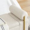 Elegant Upholstered Linen Storage Bench With Cylindrical Arms And Iron Legs - Beige - Image 11