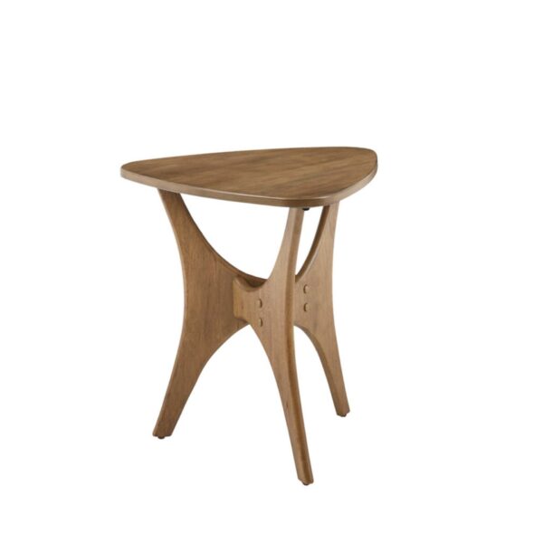 Triangle Wood Side Table With Unique Design - Light Brown