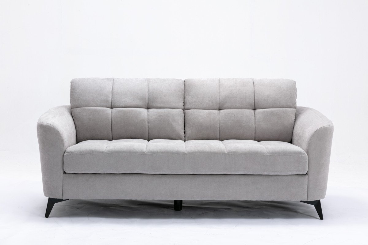 Callie - Woven Fabric Living Room Sofa, Loveseat, Chair (Set of 3) - Light Gray - Image 5