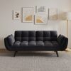 Sofa Soft Two Armrests Throw Pillow Pillow Comfortable Fit Apartment Bedroom Small Space - Black - Image 5