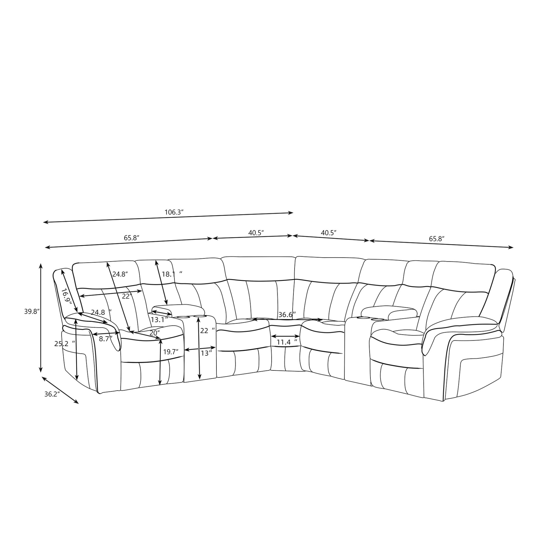 Jupiter - Leather Sectional - Black - Image 3