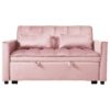 Convertible Sofa Bed 3 In 1 Pull Out Couch With Reclining Backrest And Pillows - Pink - Image 5