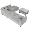 Modern Sectional Sofa With Storage Ottoman, L - Shape Couch With 2 Pillows And Cup Holders - Gray - Image 22