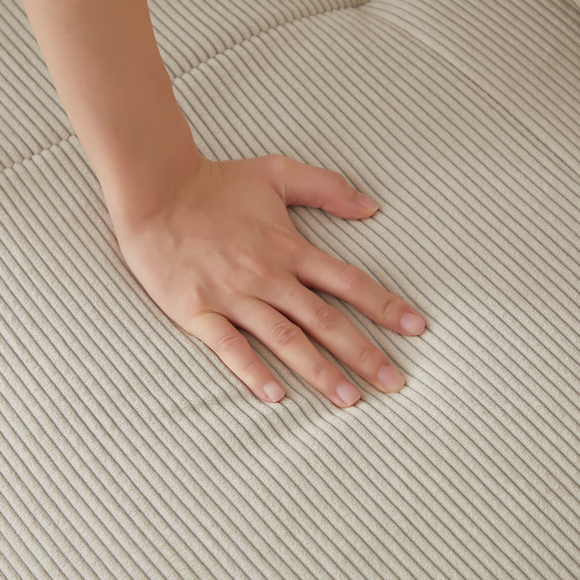 L Shaped Modular Sectional Sofa, Oversized 3 Seater With Deep Seat And Movable Ottoman - Beige - Image 9