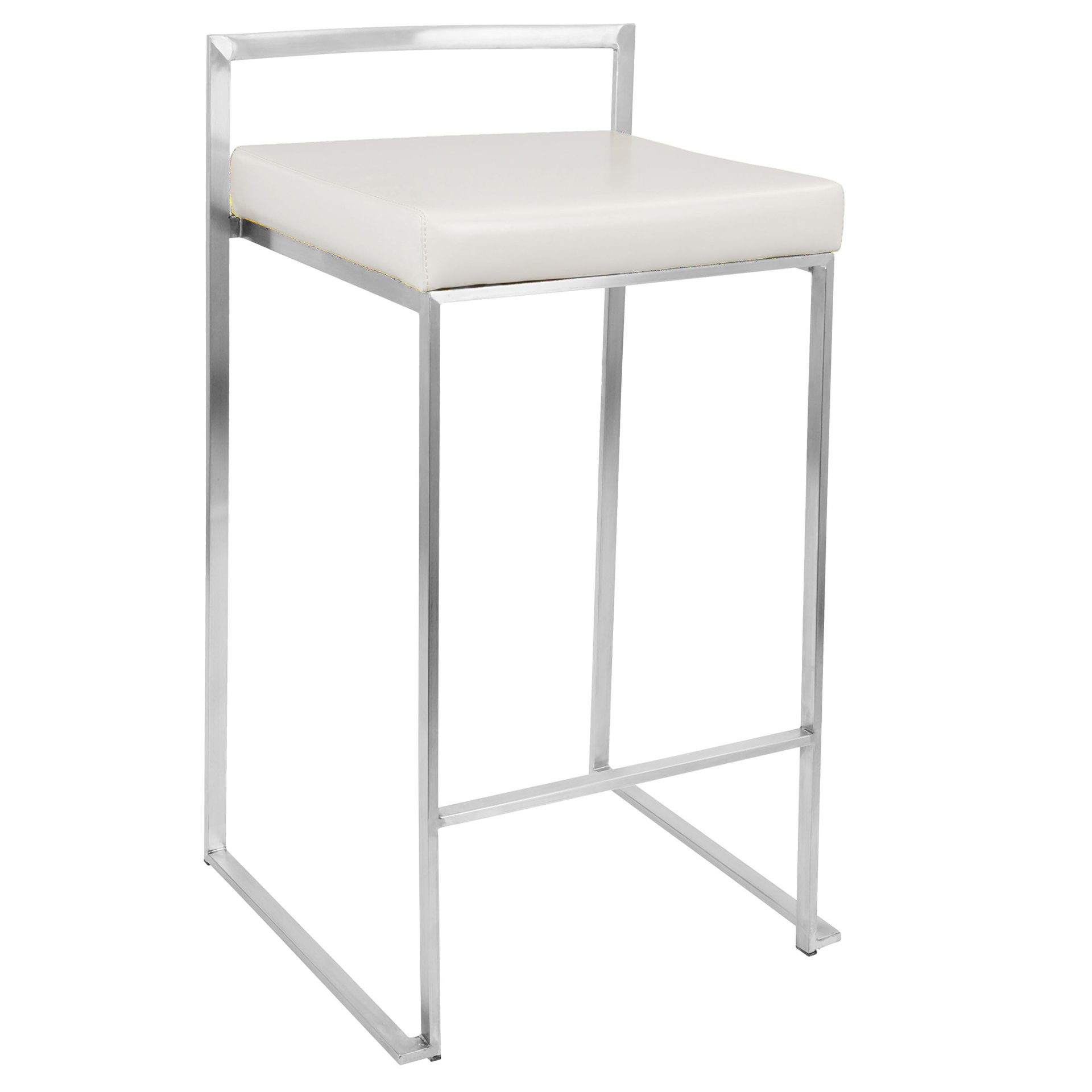 Fuji - Contemporary, Stackable Counter Stool (Set of 2) - White - Image 2