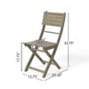 Outdoor Foldable Wood 2 Dining Chair With Slat Design - Gray - Image 3