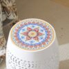 Ruby - Boho Mosaic Side Table With Ceramic Tile Top And Iron Frame - White - Image 8