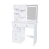Dressing Table With Movable Mirror And LED Light, 5 Drawer Storage Organizer - White - Image 12