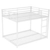 Full Over Full Metal Bunk Bed, Low Bunk Bed With Ladder - White - Image 7