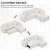 Sectional Sofa L-Shaped Sofa Couch Pull-Out Sofa Bed With A Movable Ottoman, Two USB Ports And Two Cup Holders For Living Room - Beige - Image 6