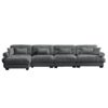Modern Velvet L Shaped Sectional Cloud Sofa Convertible 4 Seater Modular Couch With Pillows - Gray - Image 12