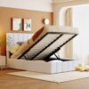 Full Size Upholstered Platform Bed With A Hydraulic Storage System - White - Image 9