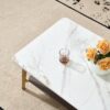 Coffee Table Rectangular Center Table For Living Room Open Space Side Table With Metal Frame - Golden / White - Image 6