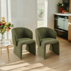 Modern Accent Chair Green Single Sofa Chair, Upholstered Side Chair Teddy Comfy Reading Chair For Dining Room / Bedroom / Living Room / Reception 2 Piece - Green