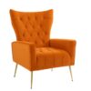Modern Accent Chair With Ottoman, Comfy Armchair For Living Room, Bedroom, Apartment, Office - Orange - Image 13