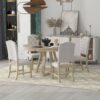 5 Piece Retro Functional Dining Set, Round Table With Leaf And 4 Upholstered Chairs For Dining Room And Living Room - Natural - Image 5